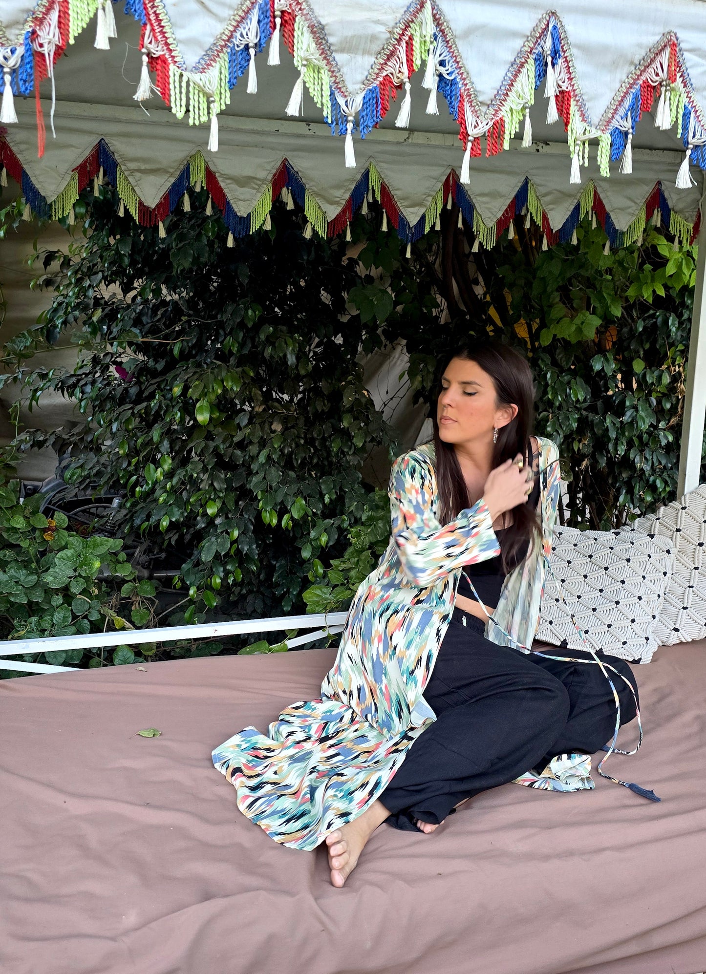 COMPLETO KIMONO IKAT VERDE
