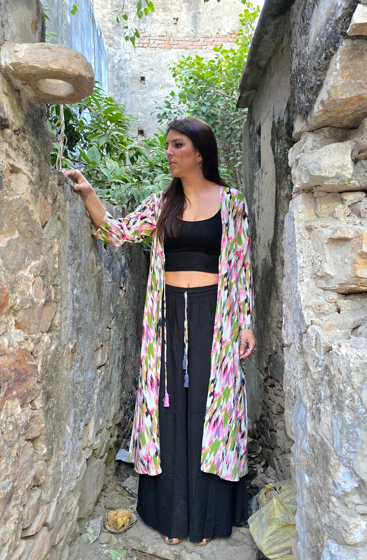 COMPLETO KIMONO IKAT ROSA
