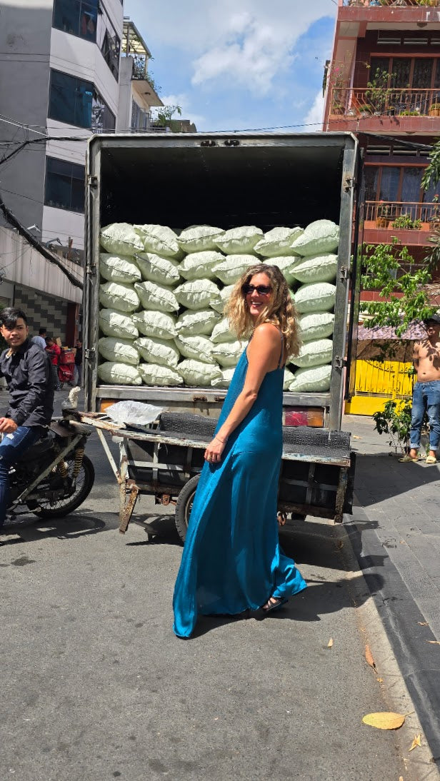 SLIP DRESS TURCHESE