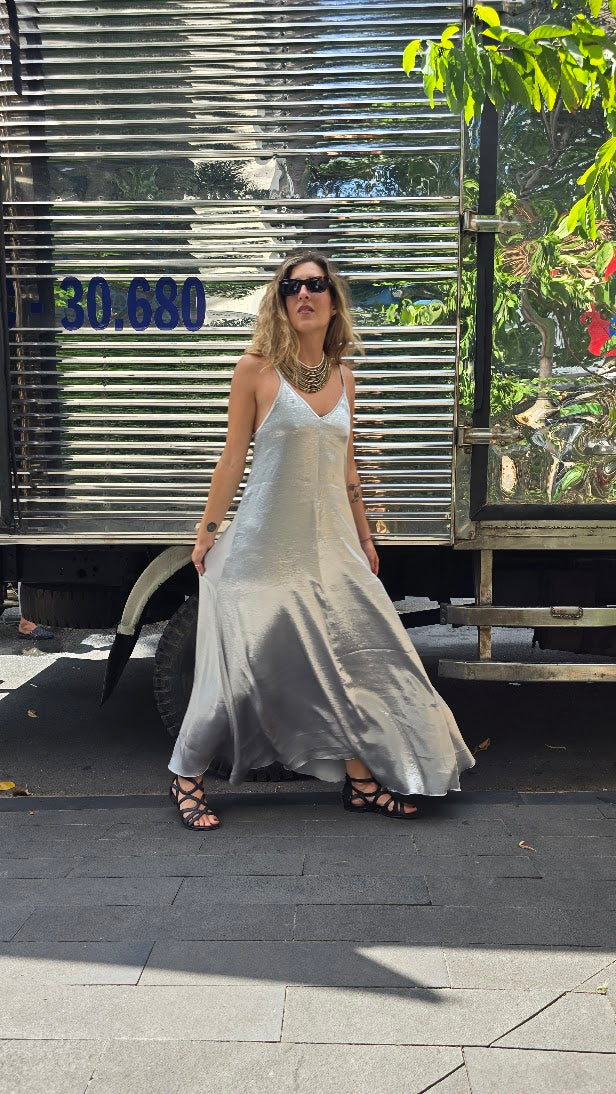 SLIP DRESS ARGENTO