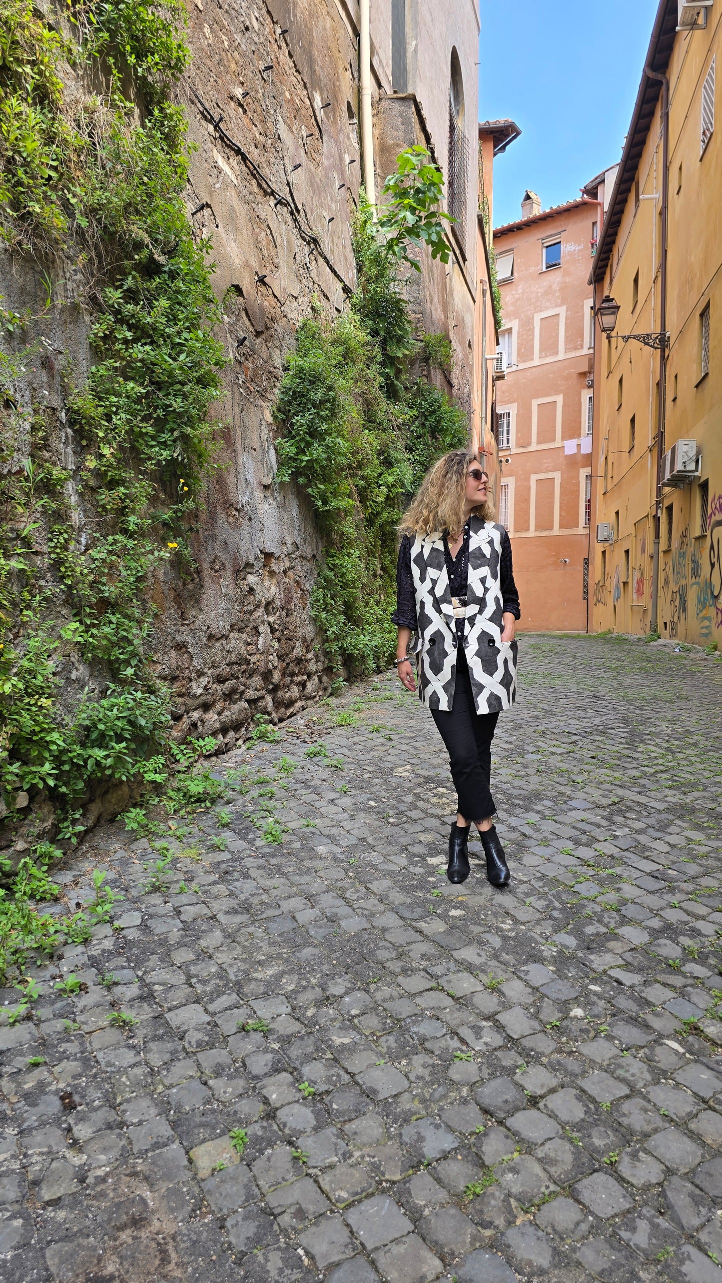 BLAZER GILET LINO B&W