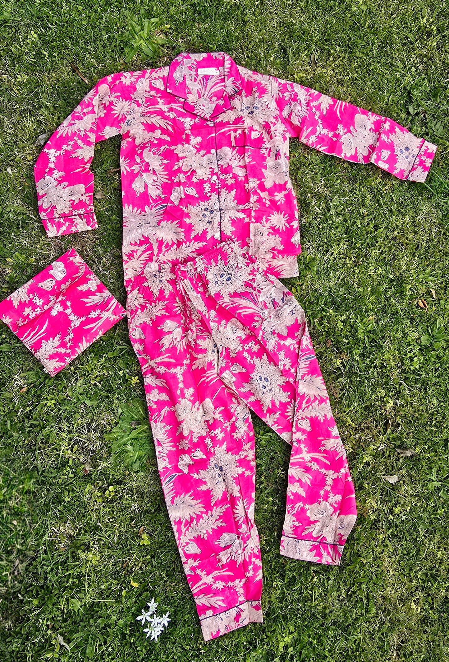 PYJAMAS COTONE DONNA fiori fucsia