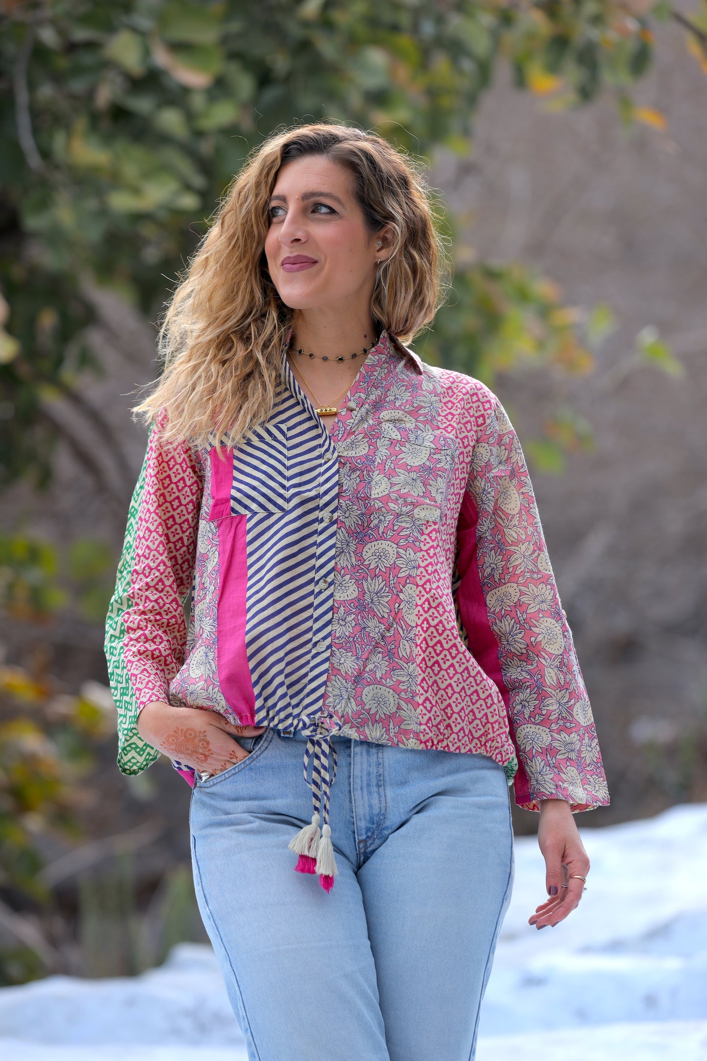 CAMICIA COULISSE PATCHWORK PINK