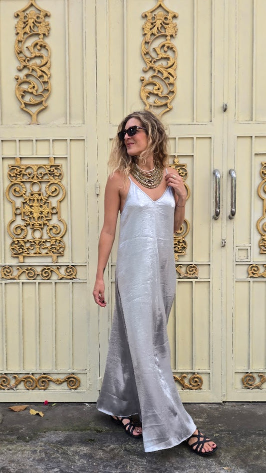 SLIP DRESS ARGENTO