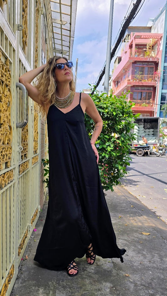 SLIP DRESS NERO