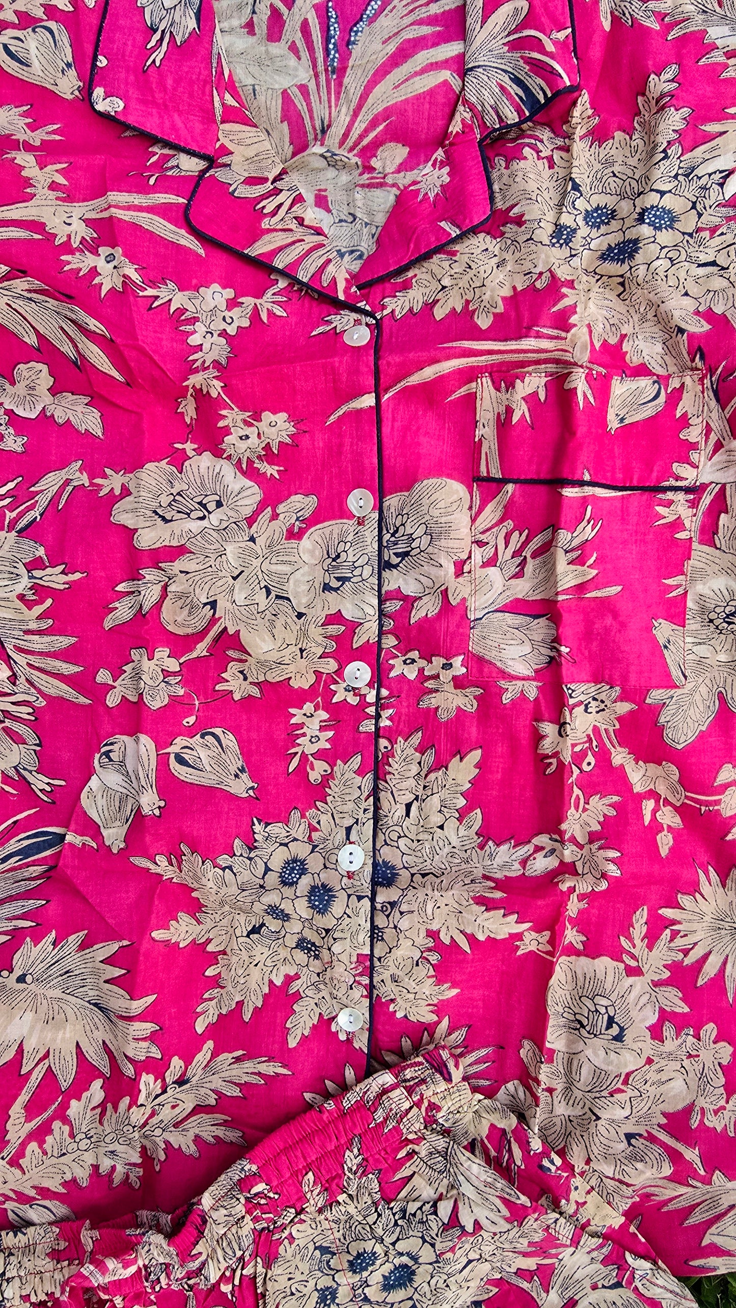 PYJAMAS COTONE DONNA fiori fucsia