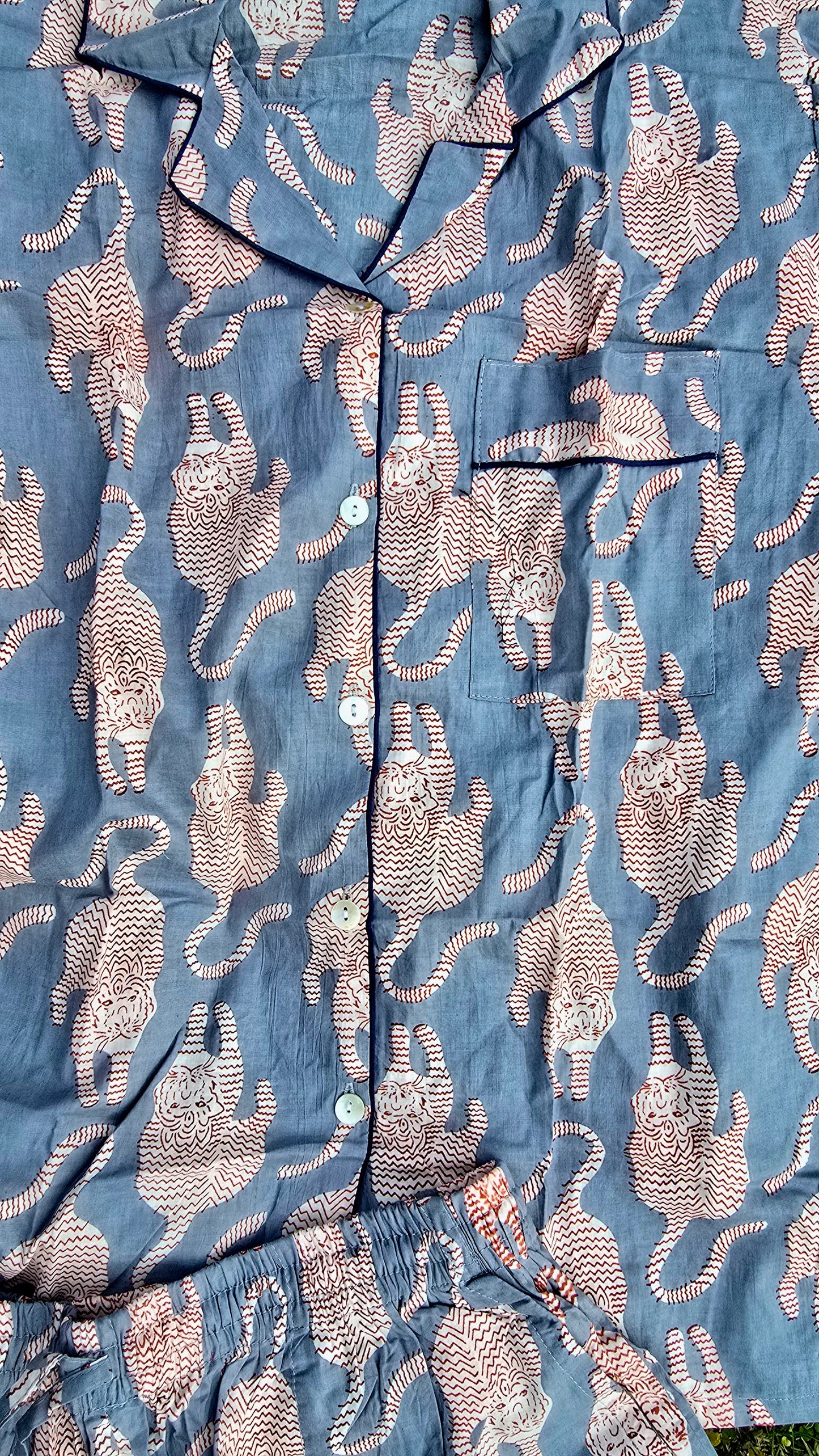 PYJAMAS COTONE DONNA gatto ceruleo