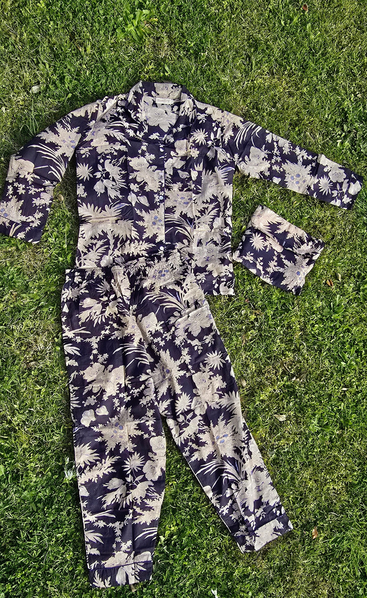 PYJAMAS COTONE DONNA fiori nero