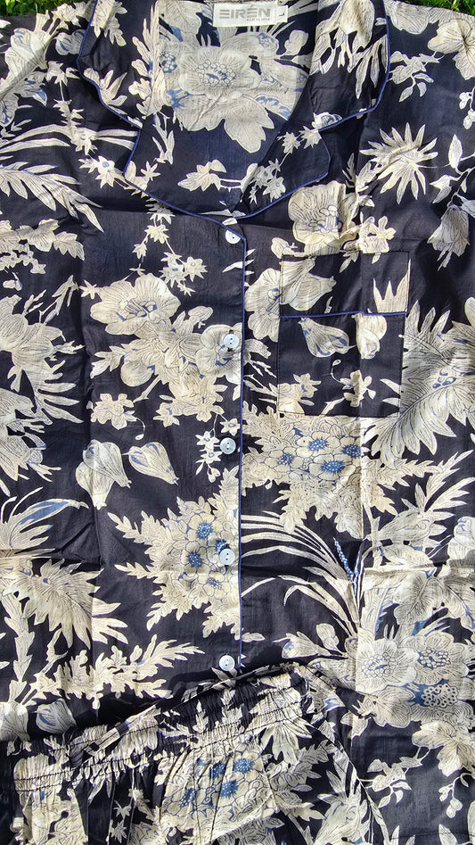 PYJAMAS COTONE DONNA fiori nero