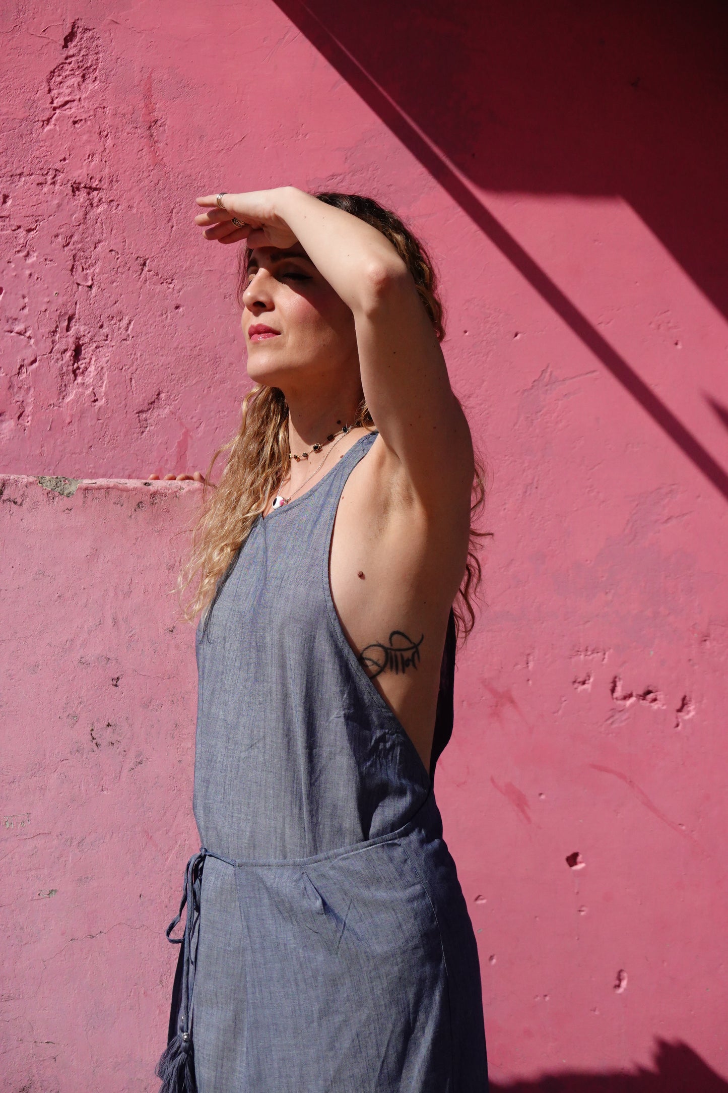 CROSSY DRESS LIGHT DENIM