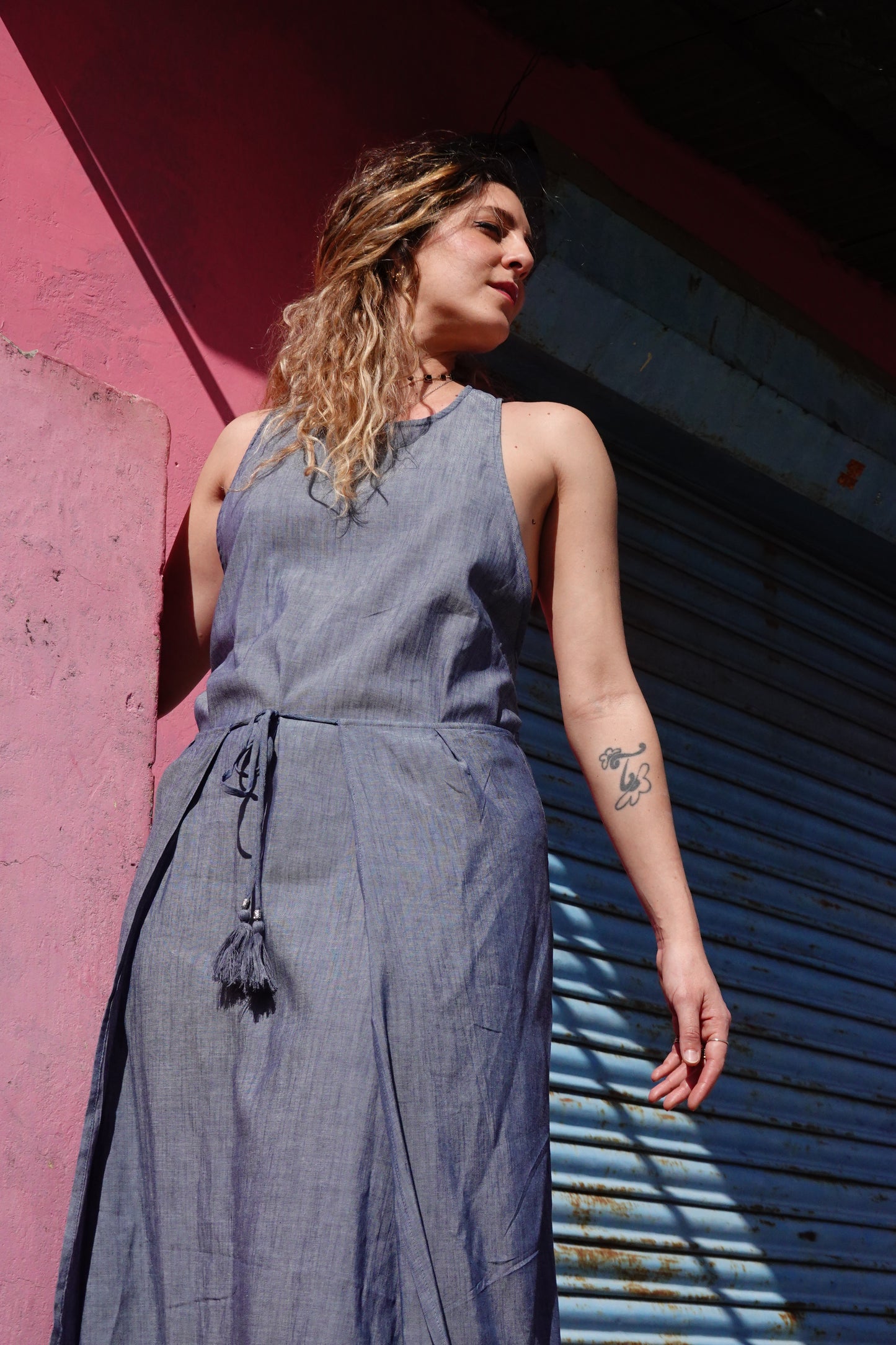 CROSSY DRESS LIGHT DENIM