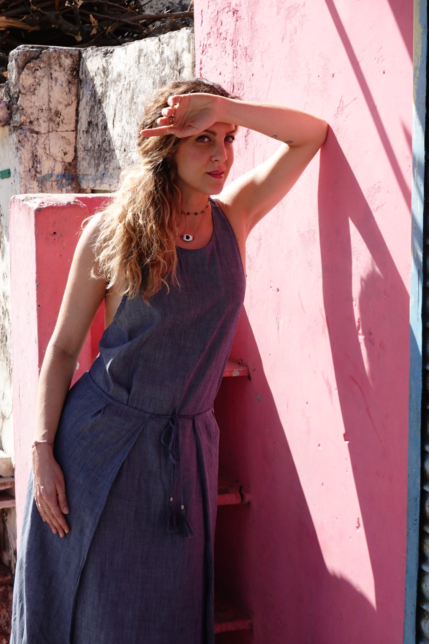 CROSSY DRESS LIGHT DENIM