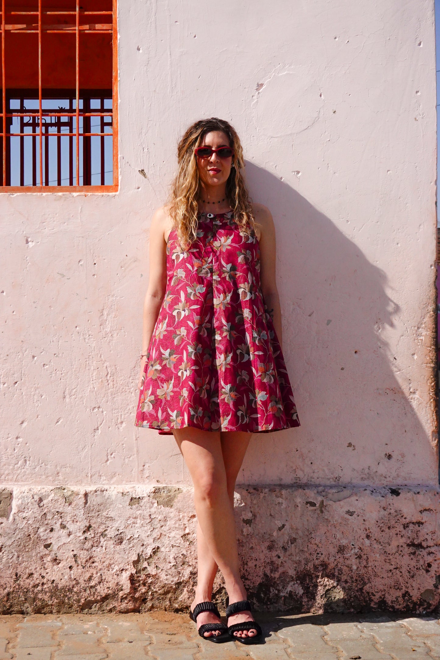 SWING DRESS GOLD PINK