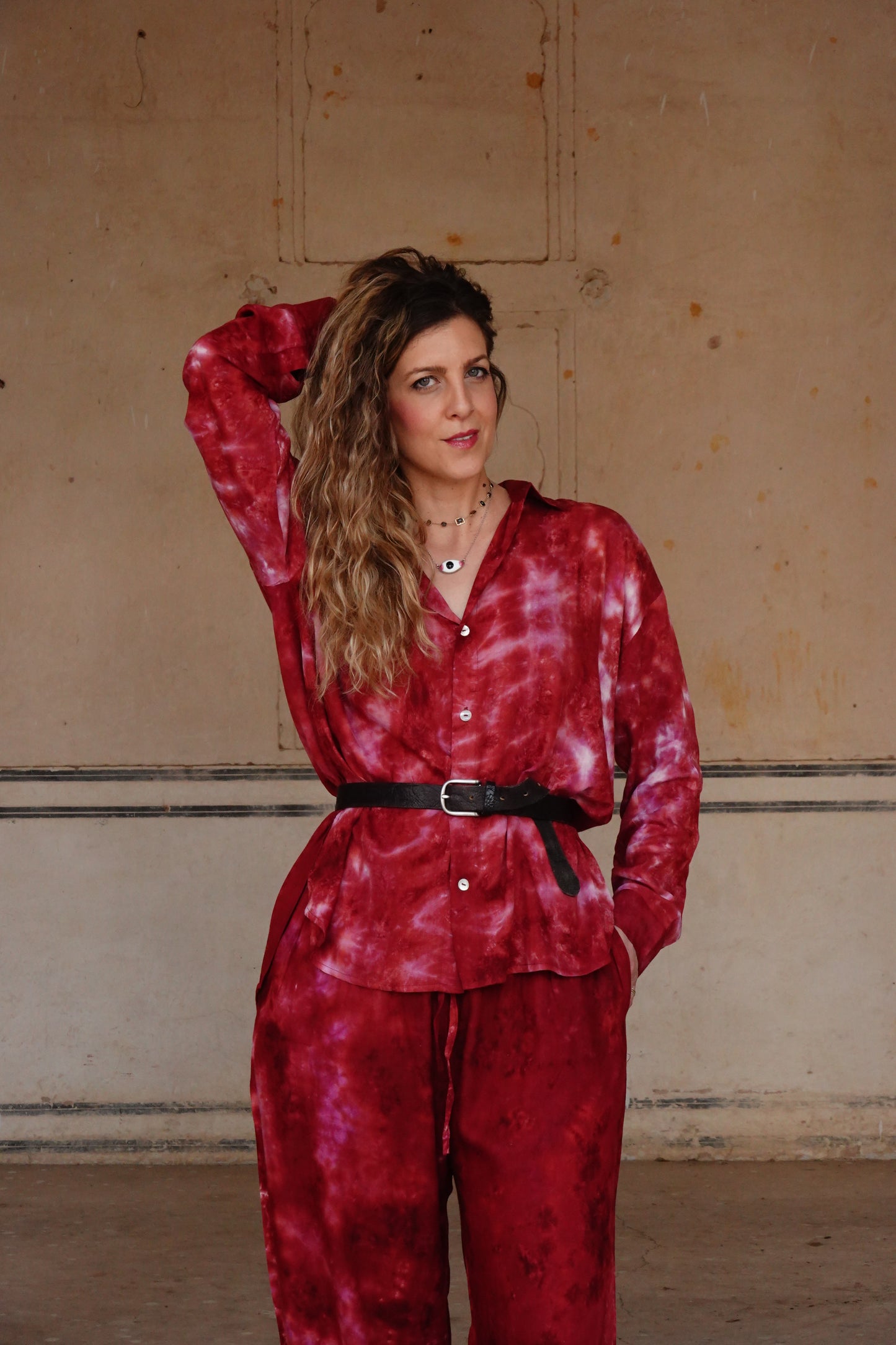 TIE DYE SET PANTA  WINE