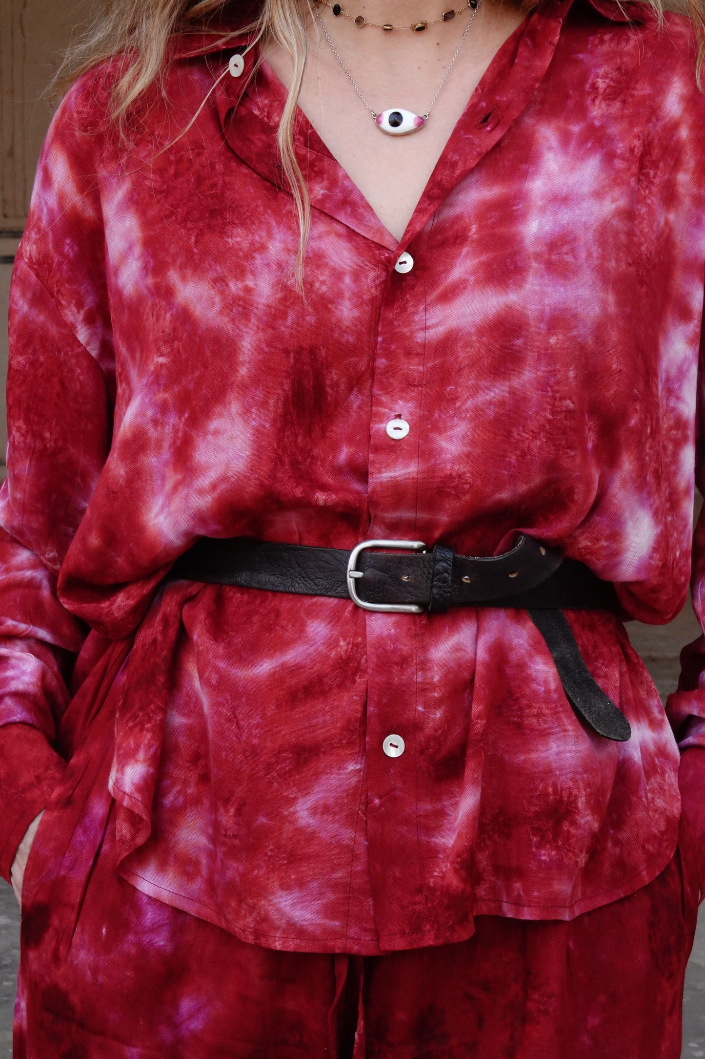 TIE DYE SET PANTA  WINE
