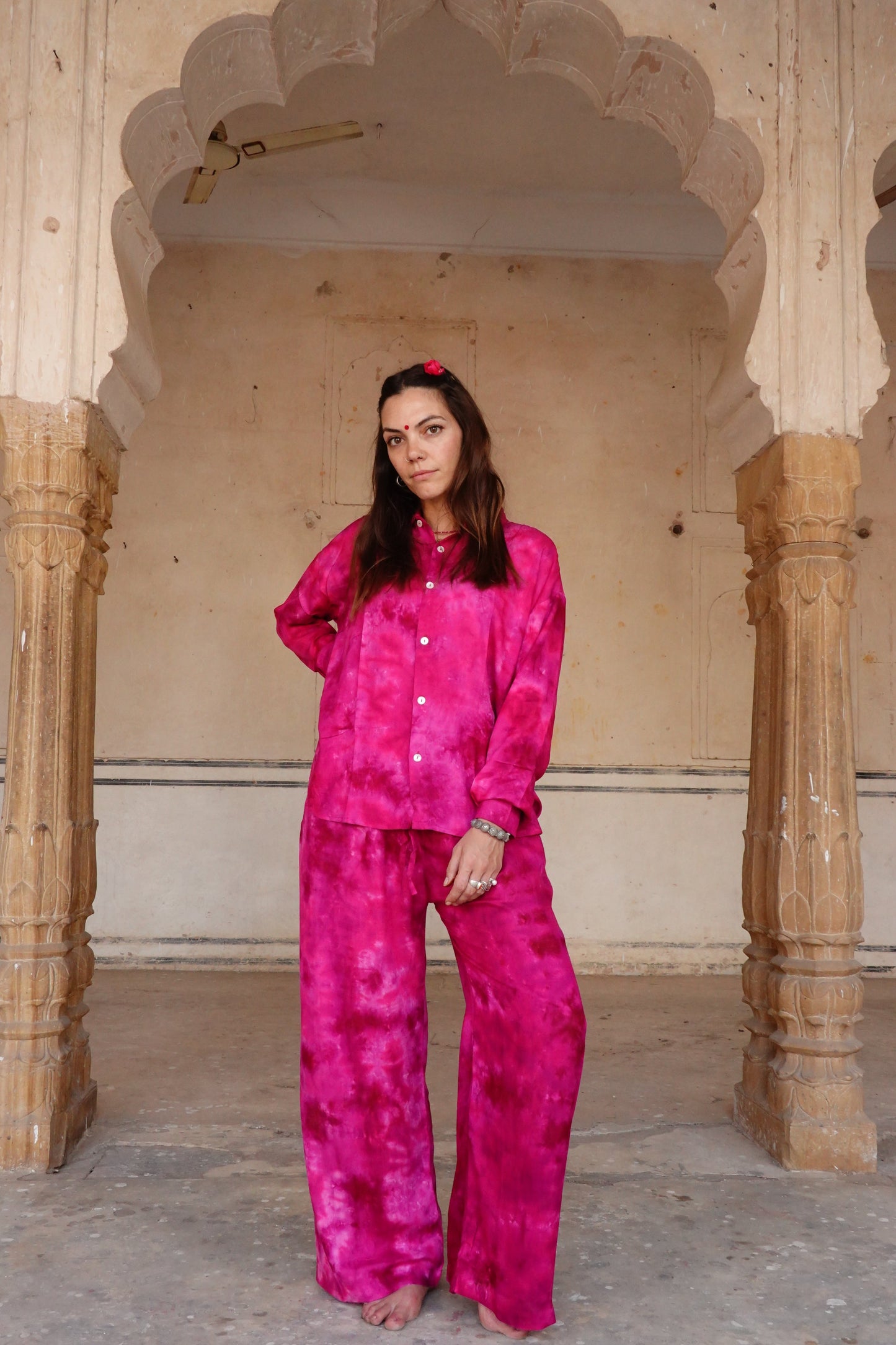 TIE DYE SET PANTA  GULABI MONO