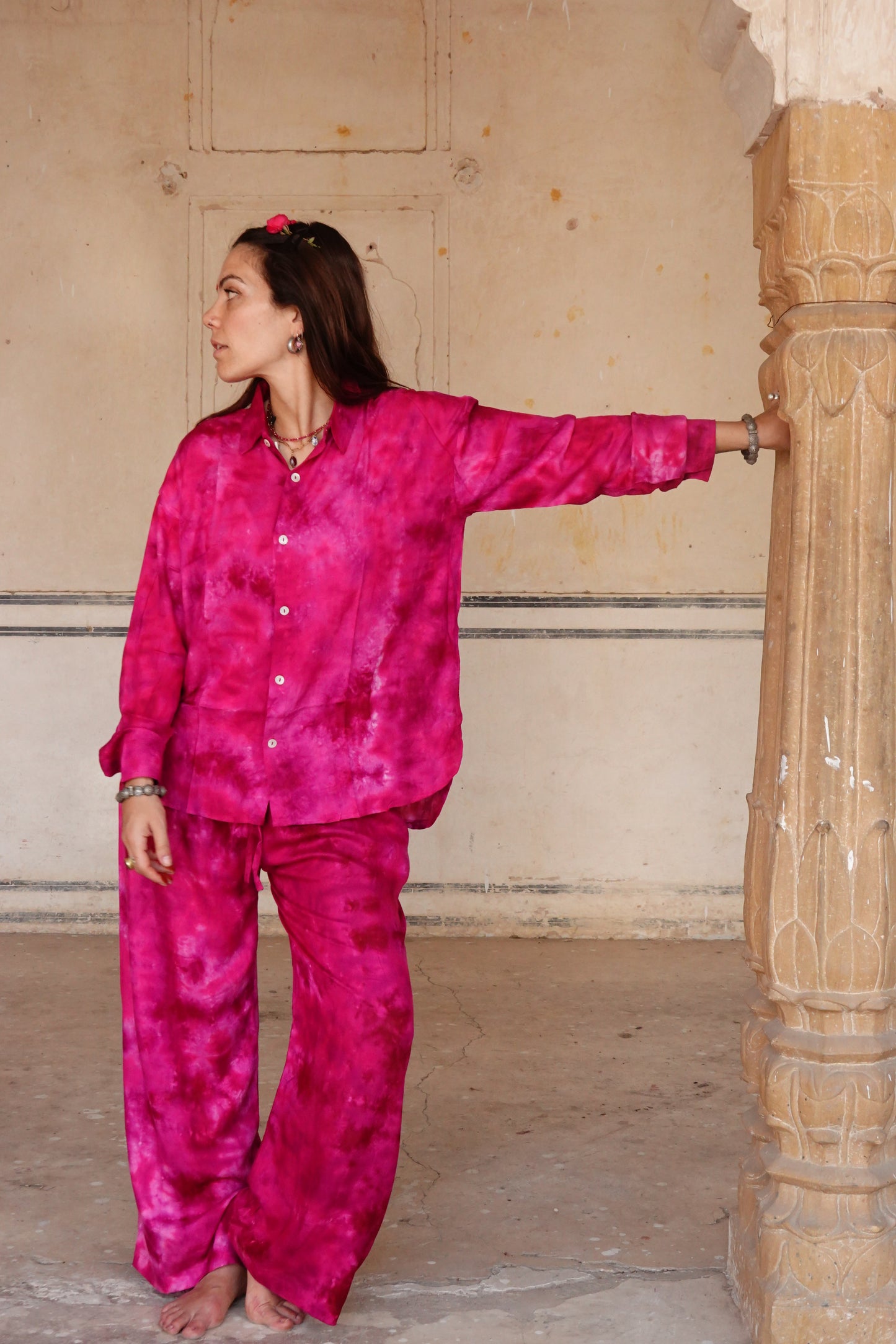 TIE DYE SET PANTA  GULABI MONO