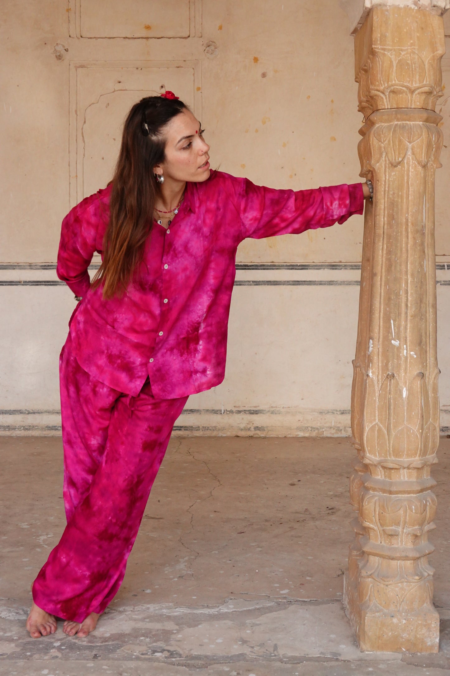 TIE DYE SET PANTA  GULABI MONO