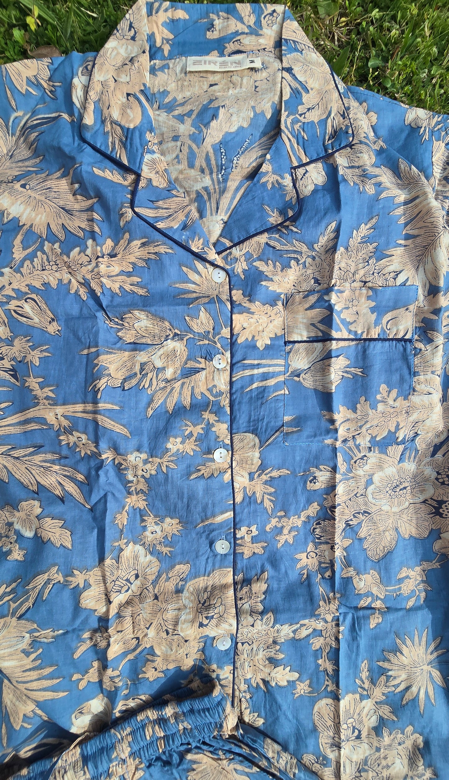 PYJAMAS COTONE DONNA fiori ceruleo